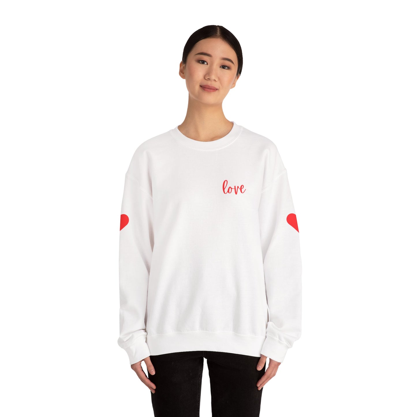 Valentine's Love Sweatshirt with Hearts on Sleeve