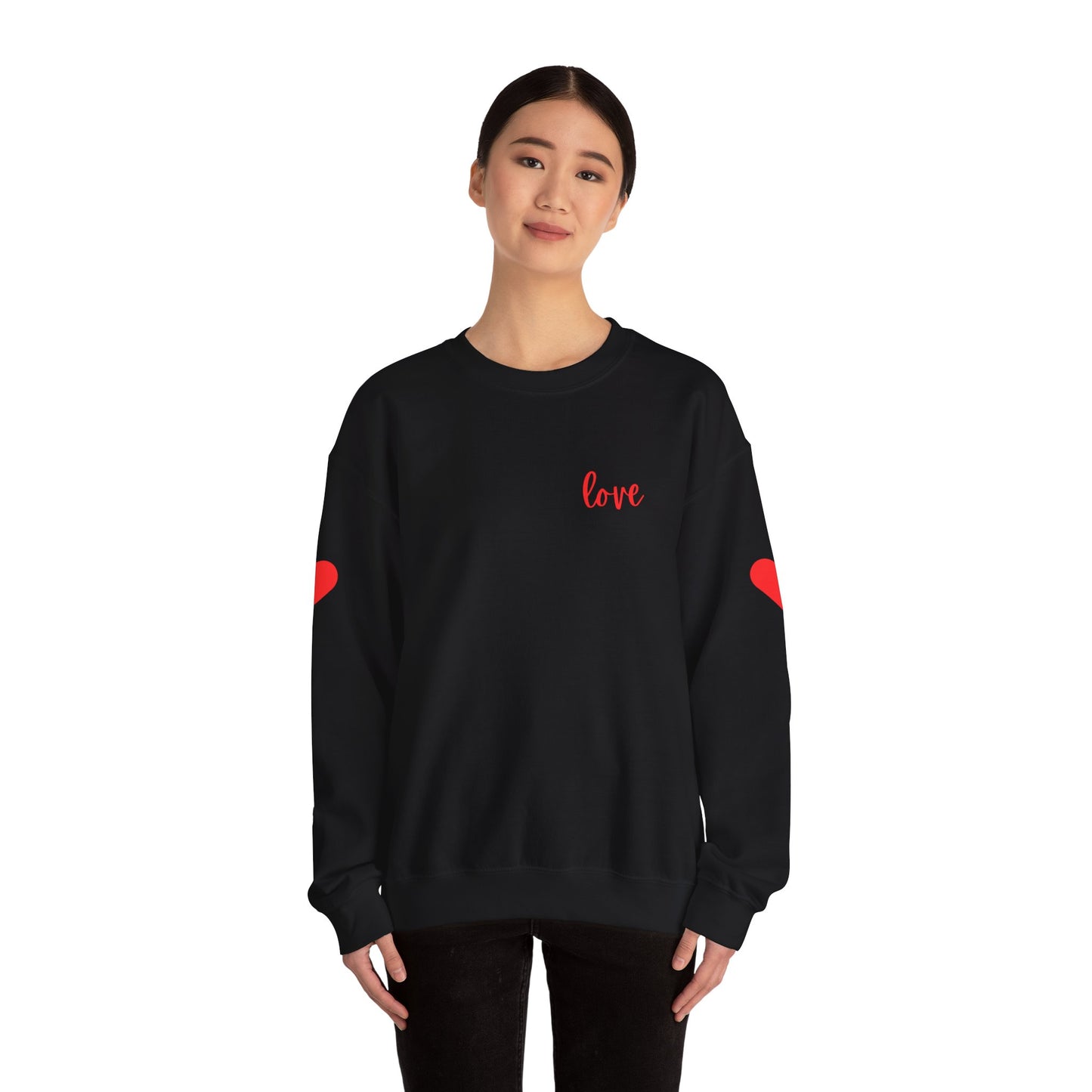 Valentine's Love Sweatshirt with Hearts on Sleeve