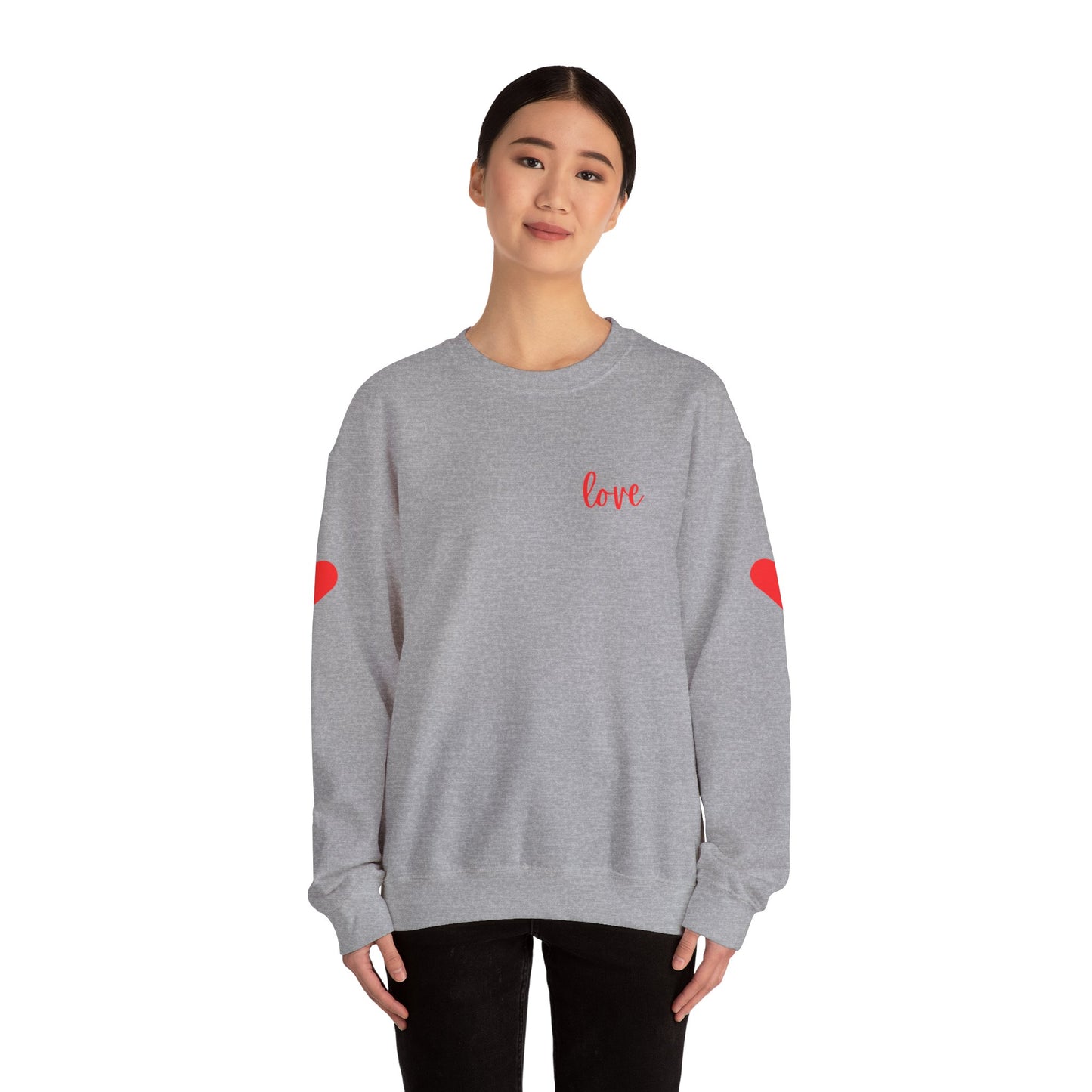 Valentine's Love Sweatshirt with Hearts on Sleeve