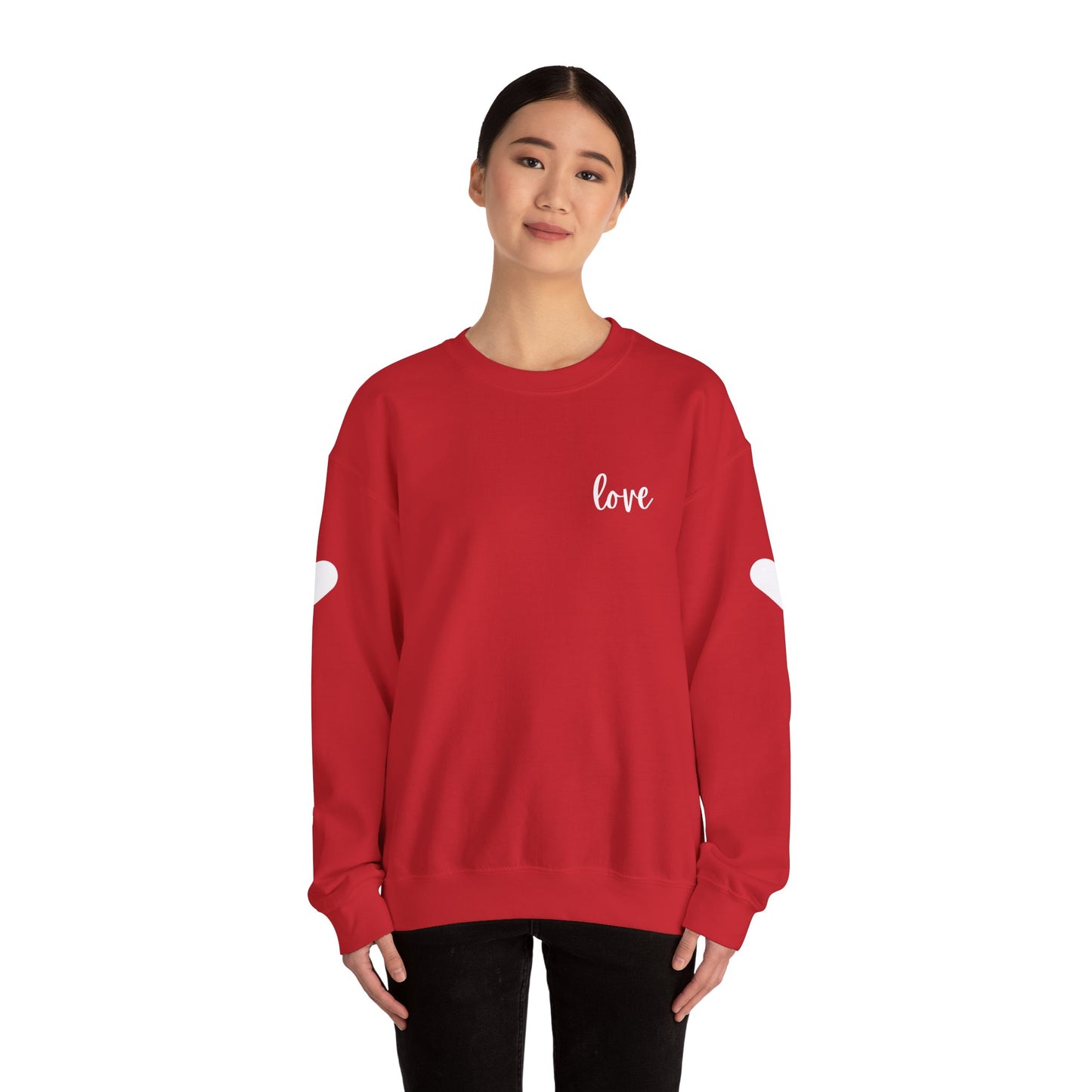 Valentine's Love Sweatshirt with Hearts on Sleeve