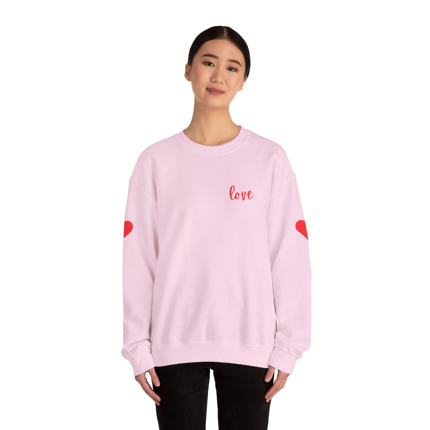 Valentine's Love Sweatshirt with Hearts on Sleeve