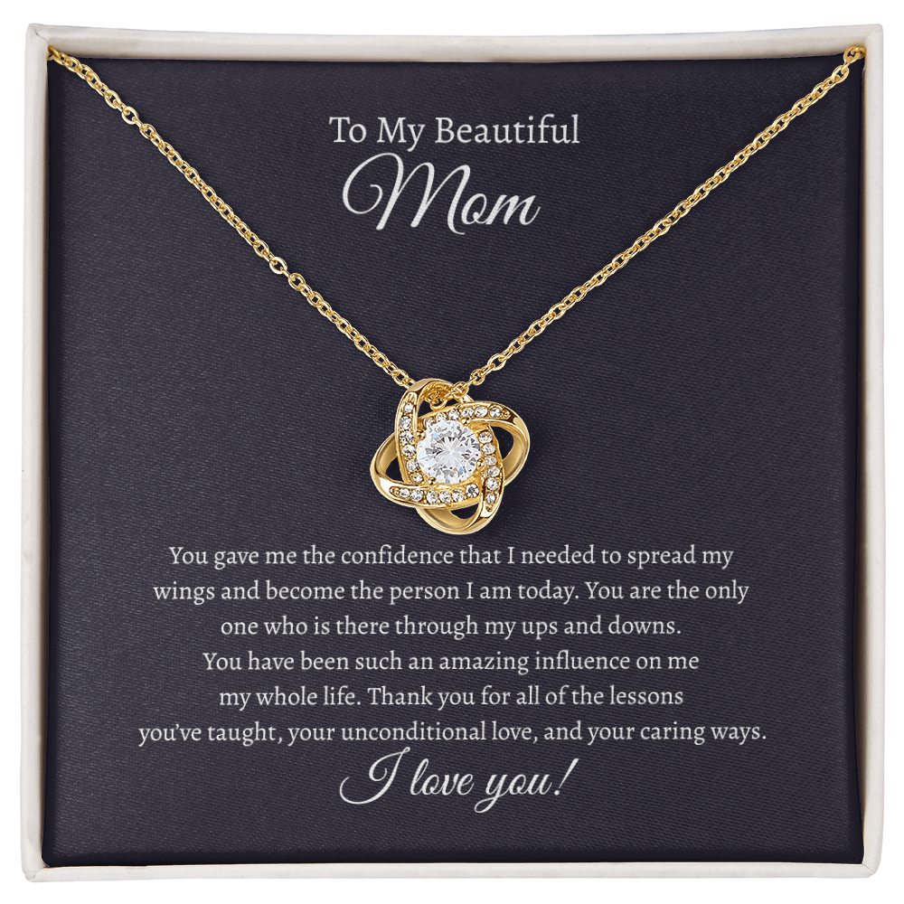 To My Beautiful Mom Love Knot Necklace