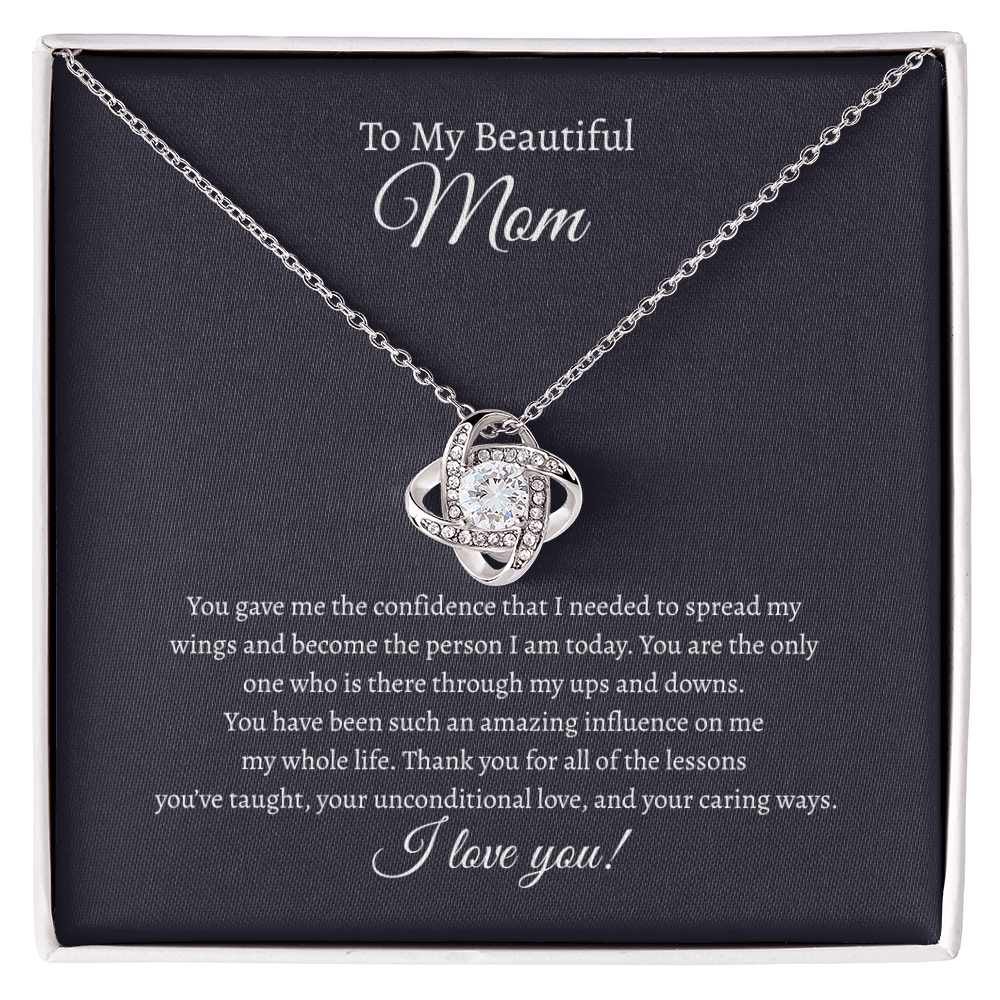 To My Beautiful Mom Love Knot Necklace