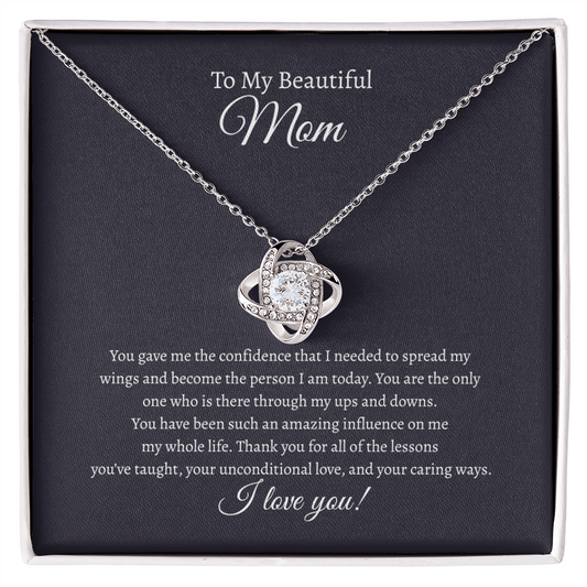 To My Beautiful Mom Love Knot Necklace