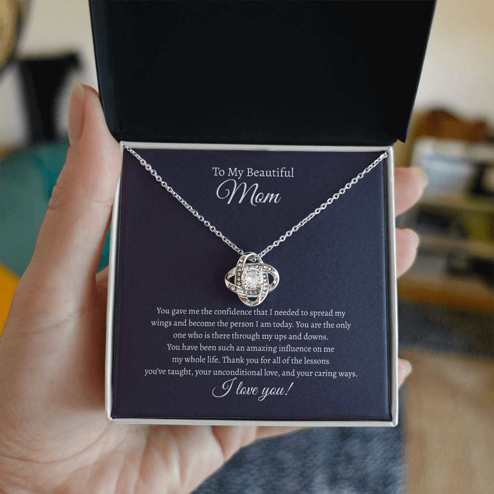 To My Beautiful Mom Love Knot Necklace