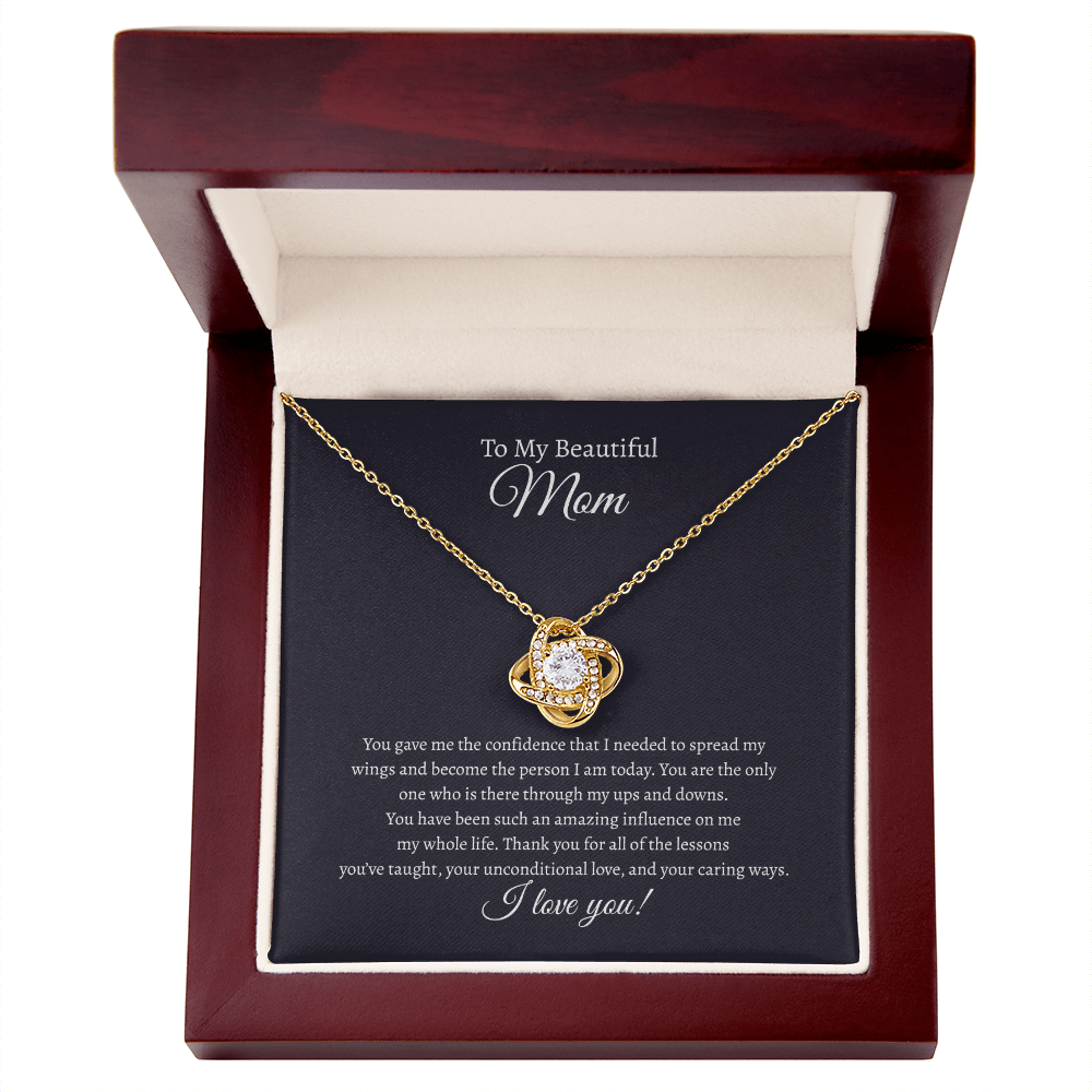 To My Beautiful Mom Love Knot Necklace