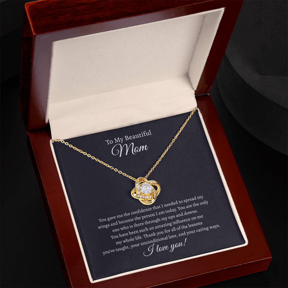 To My Beautiful Mom Love Knot Necklace