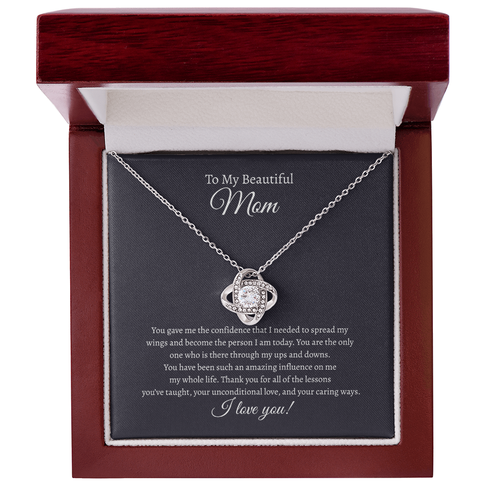 To My Beautiful Mom Love Knot Necklace
