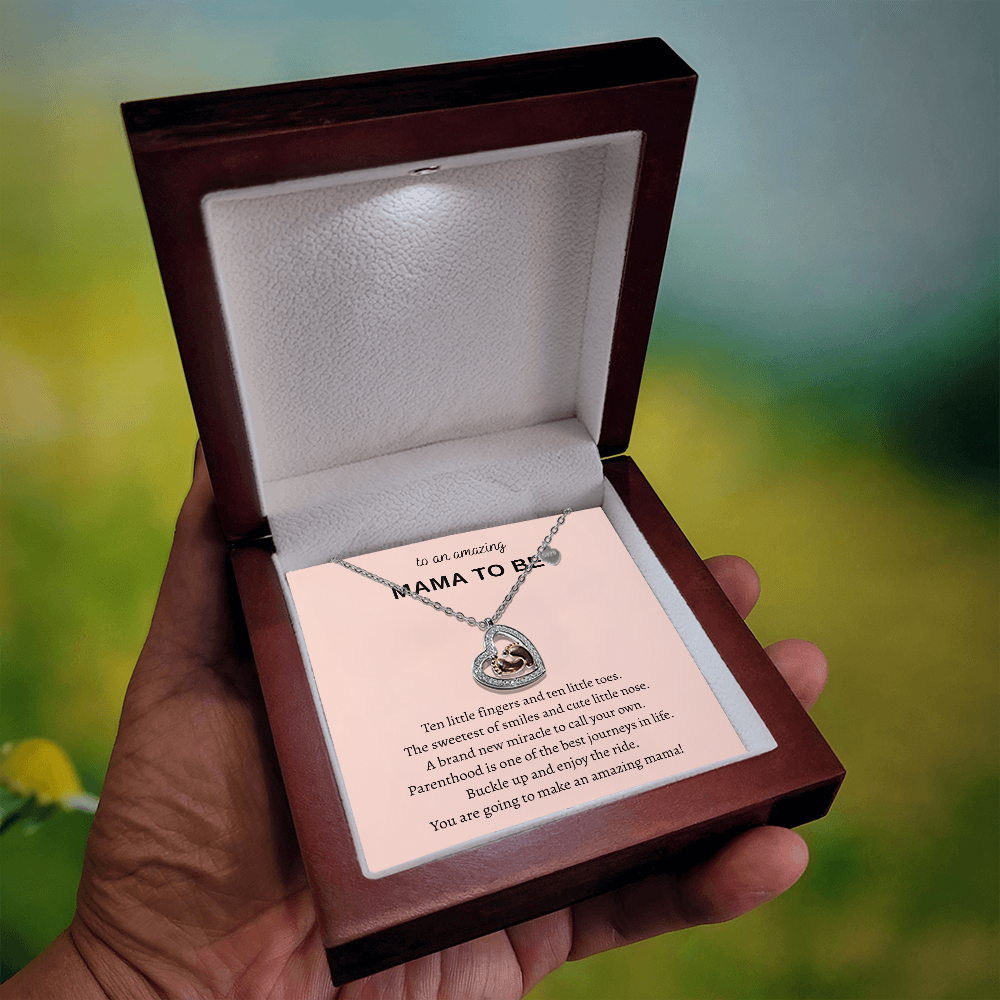 To An Amazing Mama To Be Baby Feet Heart  Necklace