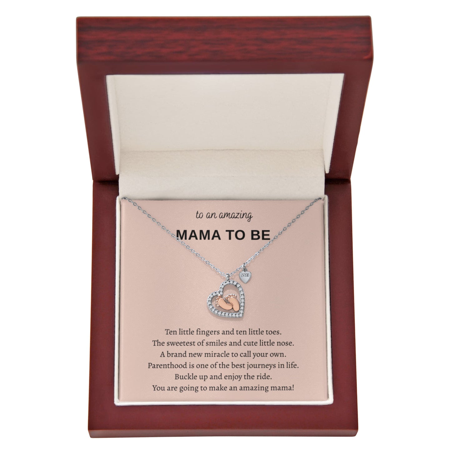 To An Amazing Mama To Be Baby Feet Heart  Necklace