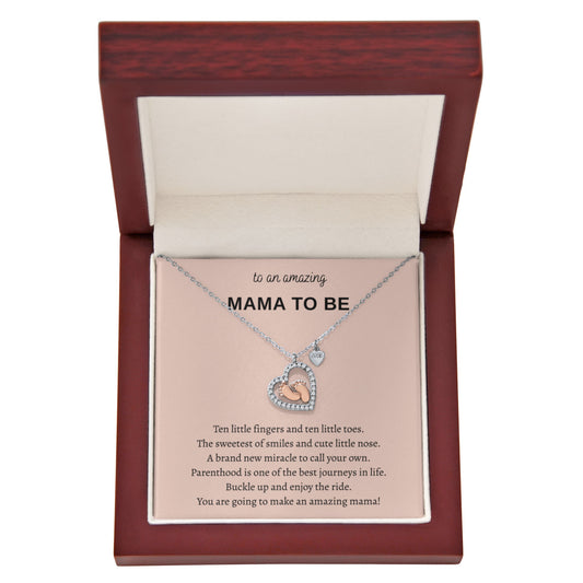 To An Amazing Mama To Be Baby Feet Heart  Necklace